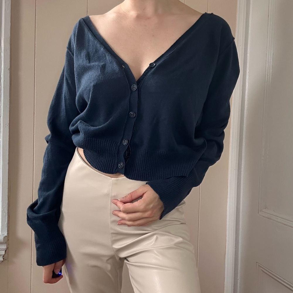 Y2K Aeropostale Navy Blue Cardigan - Picture 3 of 11